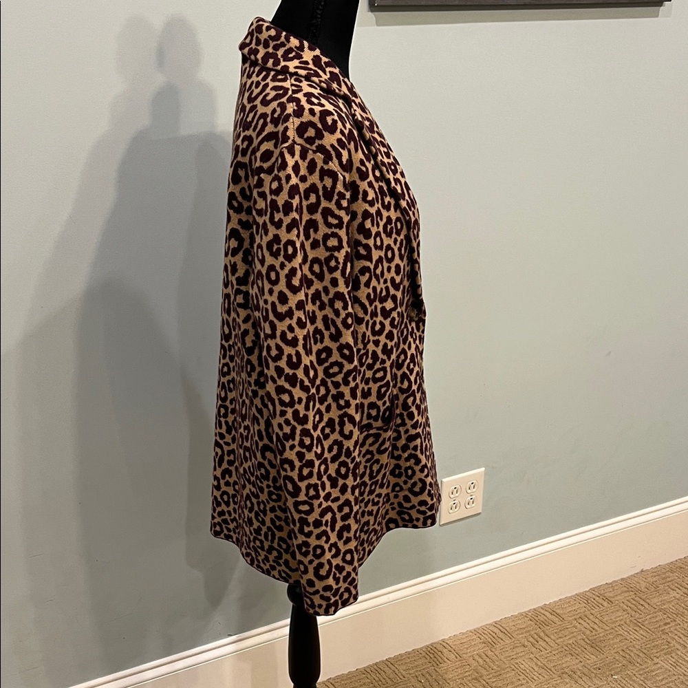 Leopard Print Sweater Knit  Women's Blazer - Picture 6 of 7
